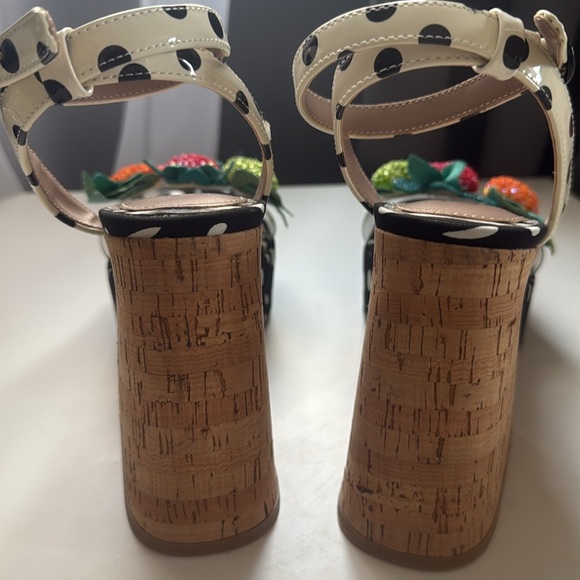 Betsey Johnson Black Platform Shoes with Playful Pom-Poms - Picture 3 of 4